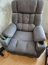 Seniorensessel elekt. mit Aufstehhilfe Stoff Grau,-Velour