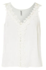 Damen Tunika weiß Top aufwendige Blüten Motiv Spitze Viskose Gr 34 - 50 neu 0587