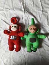 2x 90er Teletubbies Dipsy & Po Grün Rot Plüsch Stofftier 30cm Guter Zustand 