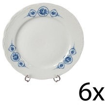 6er Set Mitterteich Speiseteller Essteller Teller Flach D 24,6 cm blau Rosen geb