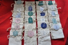 Adventskalender 24Beutel Befüllen Stoff beige Säckchen