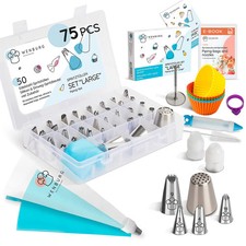 Wenburg 75er Set Spritzbeutel & Edelstahl Tüllen Kuchen Torten Dekoration