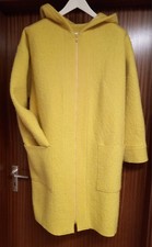 Walkmantel mit Kapuze Gr. 42- 44  Gelb 100 % Wolle Groß Warm!