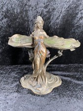 Jugendstil Schale Frau mit Seerosen Veronese Art Nouveau Figur Statue Deko