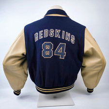 Redskins College-/ Baseball Jacke 84 Leder / Wolle Mix Gr. M dunkelblau / creme