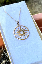 Halskette  585  Gelb Gold 50 cm +  Anhänger Azteken Sonne aus 585   Neu !!