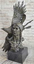 Indianer Chief Geronimo Büste Spear Bronze Statue Skulptur Angebot