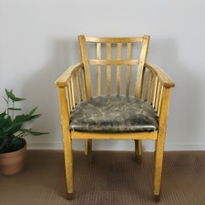 Armlehnstuhl Holz Leder Esszimmer Büro Vintage Art Deco