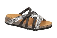 Think Damen Pantoletten Riemchen  schwarz-weiß, Sommerschuhe, Gr.39