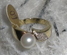 Ring GG585/14 Karat,11 Brillanten 0,16ct, Perle, Gr. 60, 1400 E, 6,4 G NACHLASS 