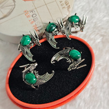 +Natur+ echt Malachit Drache Gotisch Retro Ringe Edelstein offen Ring Heilstein
