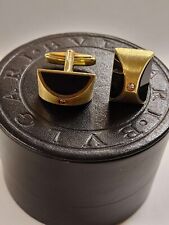 Bulgari Manschettenknöpfe 585 Gold mit 4 Onyx & 2 Brillanten, 17,2g