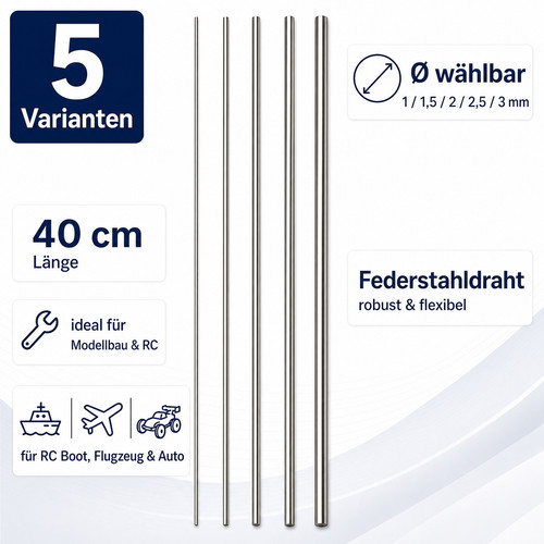 Federstahldraht modellbau 40cm - federstahldraht,