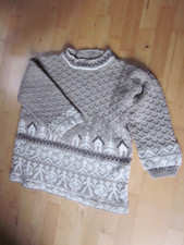 SELBST GESTRICKT - PULLOVER - ca.  Gr. 44 - natur-beige-braun