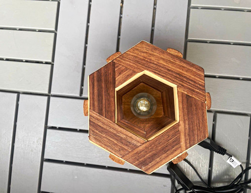 Holz tischlampe sechseckig - holz,