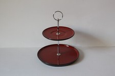 zauberhafte zweistöckige Etagere Teller  Melitta Kopenhagen Selenrot 102428