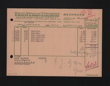 LEIPZIG, Rechnung 1943, F. Wolff & Sohn Karlsruhe Toilette-Seifen-Fabrik