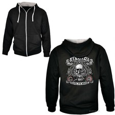 Biker Jacke Zip Hoodie Kontrast Sweatjacke Motorrad Chopper Bobber *4240 schwarz