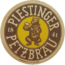 ALTER BIERDECKEL Piestinger Brauerei Bierfilze mit Impressum Sammlerstück