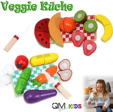 Zubehör Spiel Küche HOLZ Obst Gemüse SCHNEIDEN Lebensmittel Veggie Set Kinder