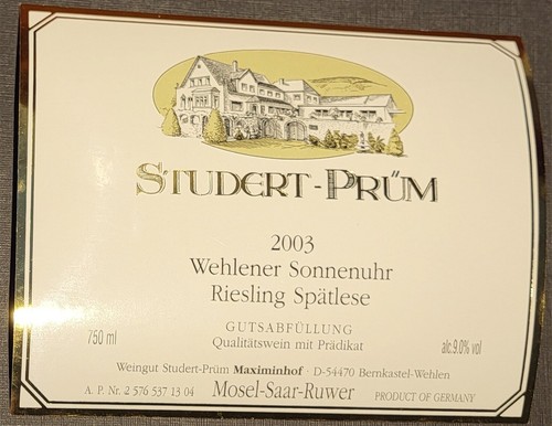 Weinetikett 2003 wehlener - weinetikett,