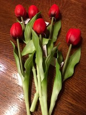 Formano Tulpe ca. 28 cm hoch Kunstblumen Tischdeko NEU rot mit Blätter Tulpen