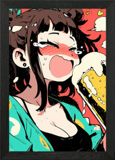 Anime Mädchen trinkt Bier