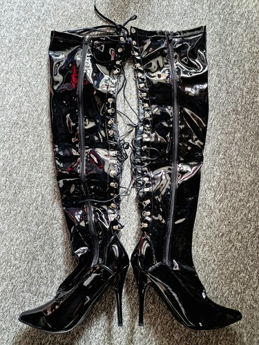 Lack over knee high heels - over,