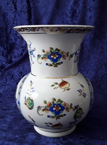 Vase weiß blau gold rot - weiß,