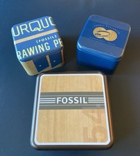 3Fossil Dosen Blechdose Schmuckdose Aufbewahrungsdose neu quadratisch Selten!!