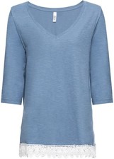 3/4-Arm-Shirt mit V-Ausschnitt