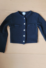 H&M Strickjacke Cardigan kastige Form schwarz Baumwolle Goldknöpfe Gr. S 34