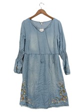 Deerberg Damen Freizeitkleid Jeanskleid Stickerei Blau Gr. 36/S Lyocell Casual
