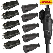 10x Schuko Kupplung Vollgummi IP44 Schutzkontakt Stecker 16A 230V Gummikupplung.