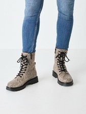 Animal Snake Schlangen Boots Größe 40 Grau Schnürschuhe Stiefeletten Damen