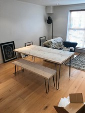 Rustikaler Industrial Style Esstisch mit Haarnadelbeinen