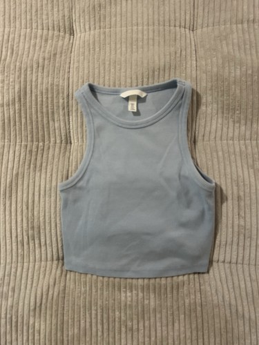 Crop top hellblau gerippt - h&m,