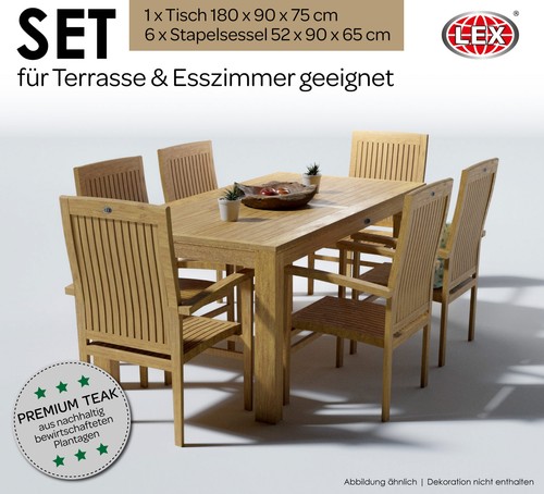 Teak gartensitzgruppe teakholz - teak,