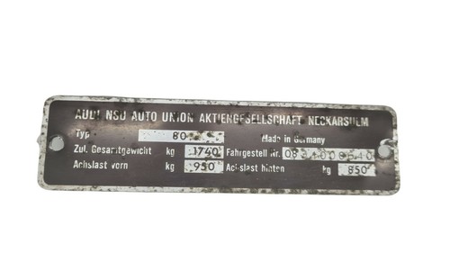 Nsu ro80 typenschild plakette - nsu,