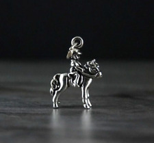 Charms Anhänger Silber Pferd mit Reiter 3D - niedlich & schön glänzend silver 