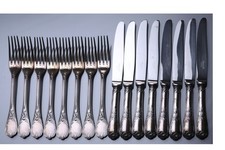 37-teiliges 2,2kg Christofle France Marly Silberbesteck Gabeln Messer Löffel