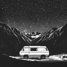 Van Camper Bus Linoldruck