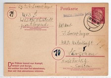 Postkarte ohne Pro.-Spruch 6 Pf ab "(10) PIRNA 1" nach Sebnitz 29.10.44