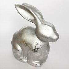 Hase 19cm groß Holz silber