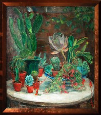 Kakteen-Haus Stilleben um 1920/1930 Ölgemälde Österreich / Deutschland 70 x 69cm