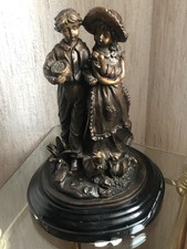 Skulptur Bronze Figur bäuerliche Kinder Bildhauer Auguste MOREAU  um 1900 