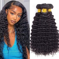 Deep Wave Human Hair Bundles 10 12 14 Inch Curly Human Hair Extension for Wom...