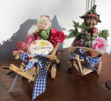 2er-Set Figur Handwagen Holz