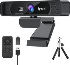 Spedal 4K Webcam 120° Weitwinkel mit Mikrofon und Stativ 4X Zoom Streaming USB