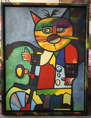 Großes acrylbild katze auf - großes,